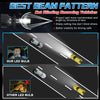Image showing a bright LED beam pattern comparison between a good headlight bulb and another, emphasizing concentrated light.