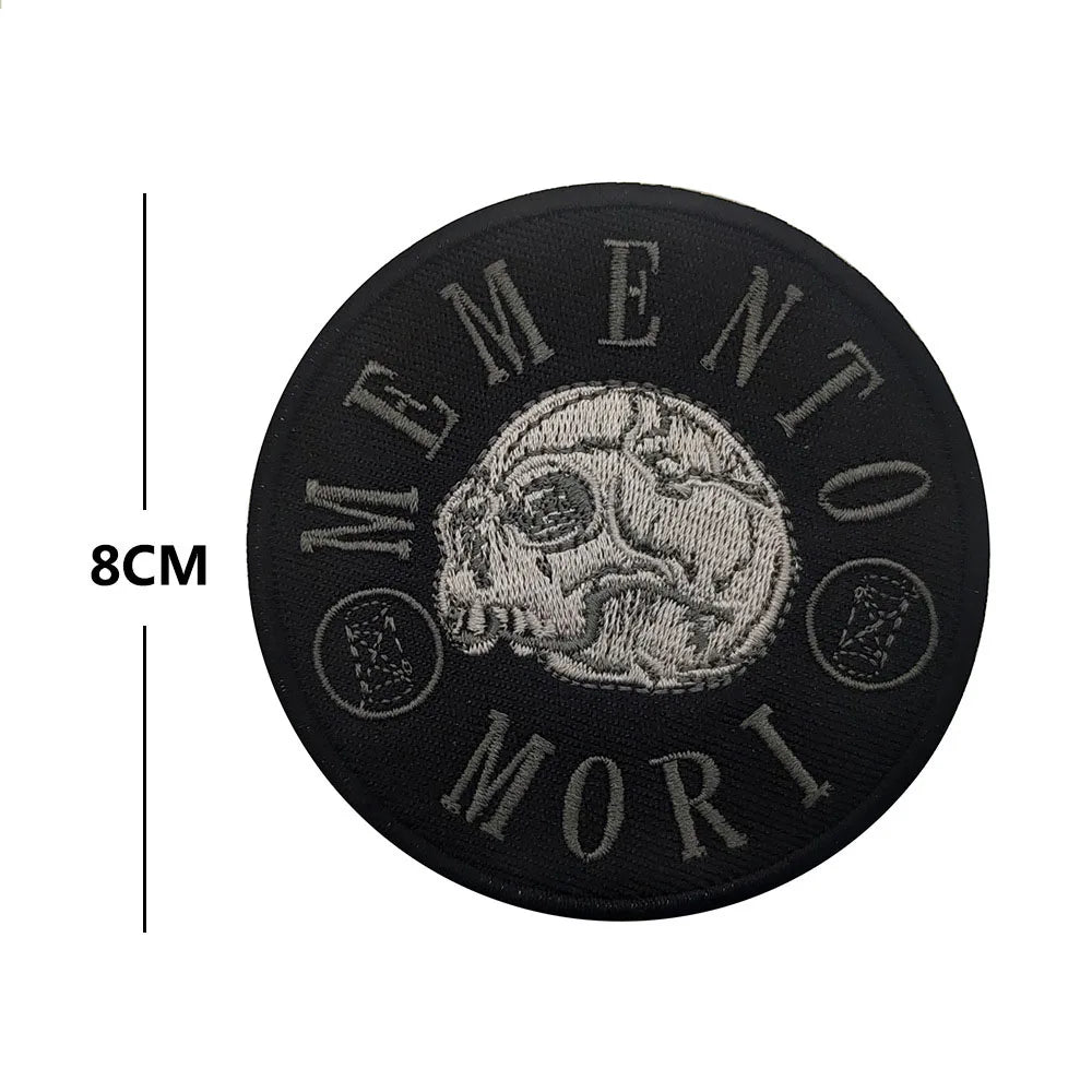Embroidered Skull Patch with Hook and Loop Backing