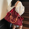 Oversized Leopardenmuster Velour-Einkaufstasche