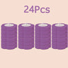A set of twenty-four purple disposable toilet brushes and holders.