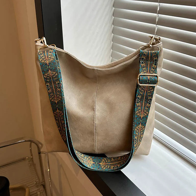 PU Leather Vintage Bucket Sling Bag