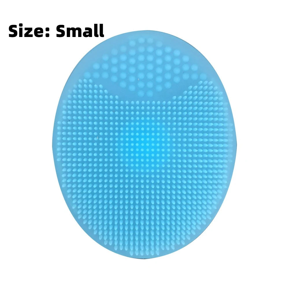 A small, round, translucent blue silicone ice face mask bowl with a textured surface.