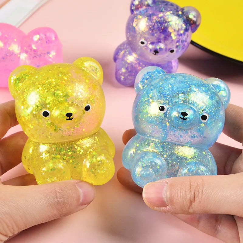 Glitter Gummy Bear Stress Relief Squeeze Toy