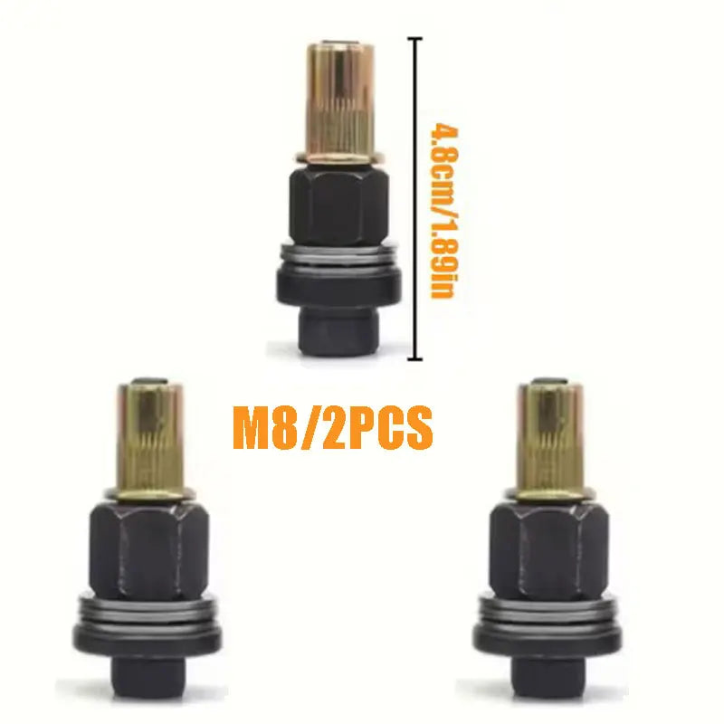 Two black M8 rivet nut tools with interchangeable heads shown against a white background.