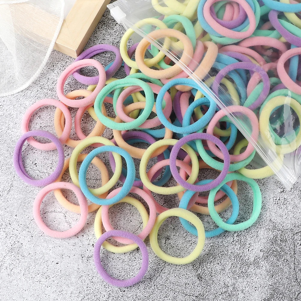 50-Pack Solid Color Elastic Hair Ties for Women & Girls