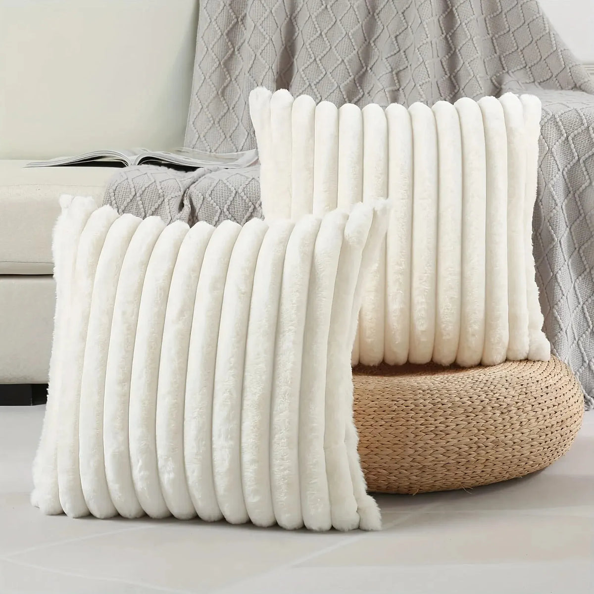 Striped Corduroy Throw Pillow Cover