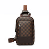 Men's Waterproof PU Leather Crossbody Bag with Geometric Pattern
