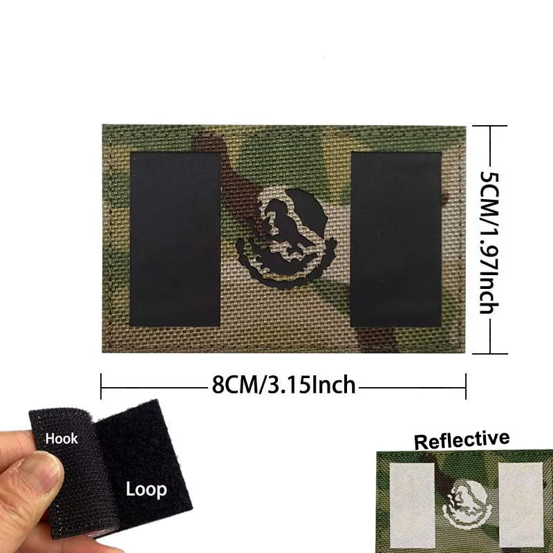 Tactical patch featuring an eagle skull design on a camouflage background with hook and loop backing