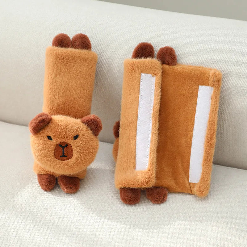 Capybara Plush Car Neck Pillow with Tissue Holder