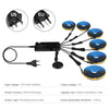 A black touch-dimming COB LED strip light with US and EU plugs and various wiring options.