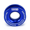 Blue recovery ring and synthetic winch rope set with protective sleeve