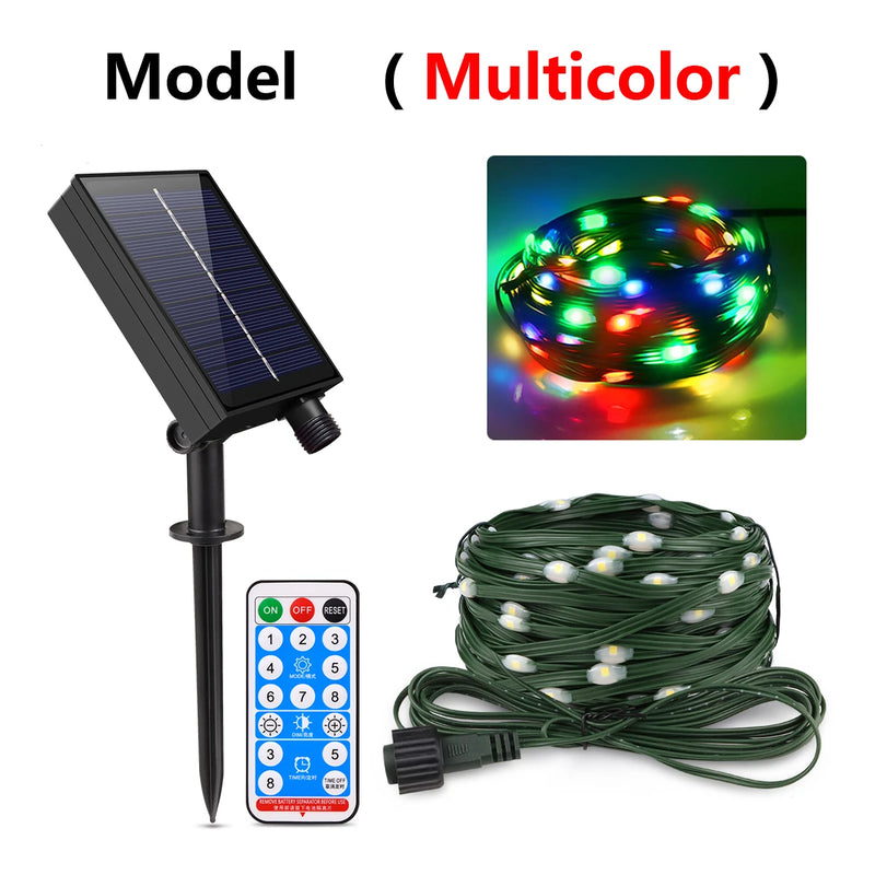 Solarbetriebene LED-Kerzenlichterkette mit Fernbedienung