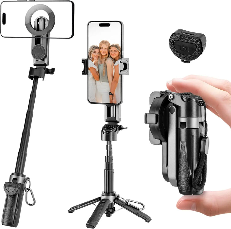 Compact Magnetic Selfie Stick Tripod with Bluetooth Remote