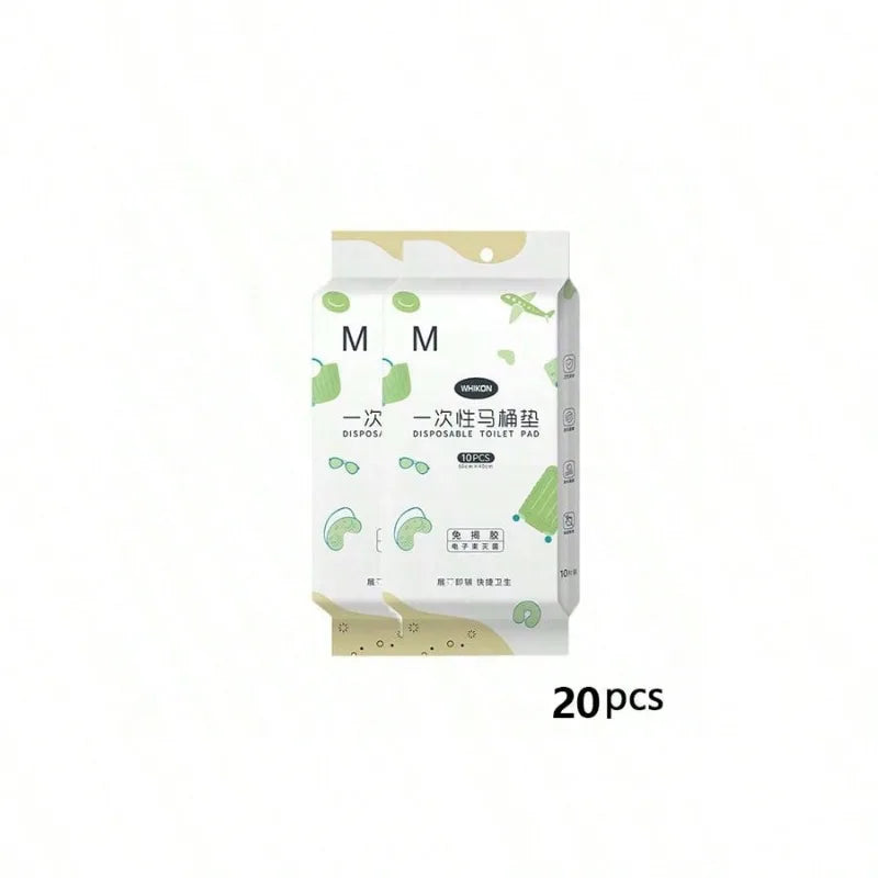 Pack of 20 disposable toilet seat covers or portable hygiene liners for travel