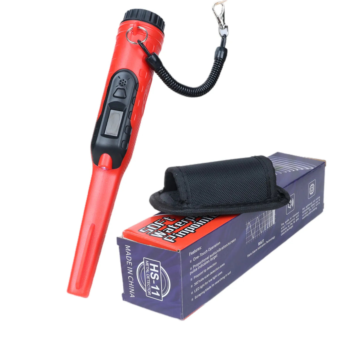IP68 Waterproof Pinpointer Metal Detector with LED Flashlight
