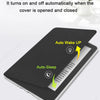 A black magnetic detachable case for a Kindle Paperwhite showing auto wake up and auto sleep features.