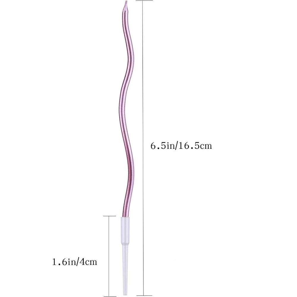 Spiral Birthday Cake Candles, Set of 6 Long Thin Decorative Candles for Cakes and Desserts