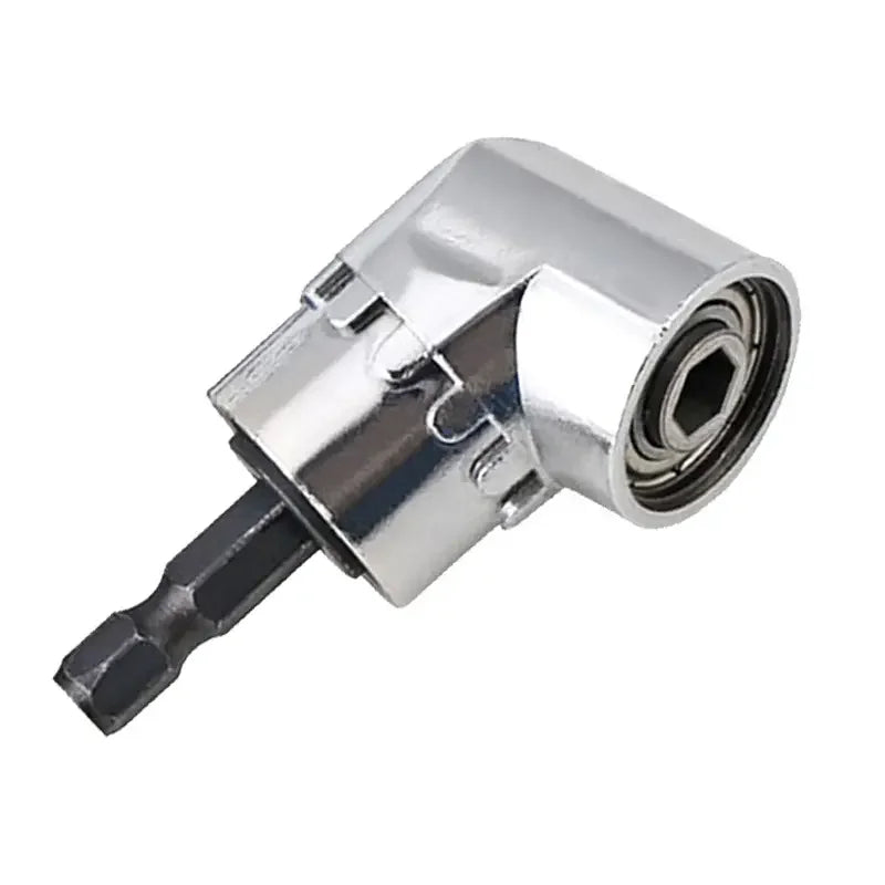 Silver 105 degree right angle drill attachment with a magnetic hex socket