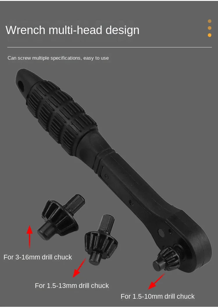 2-in-1 Ratcheting Drill Chuck Key Wrench