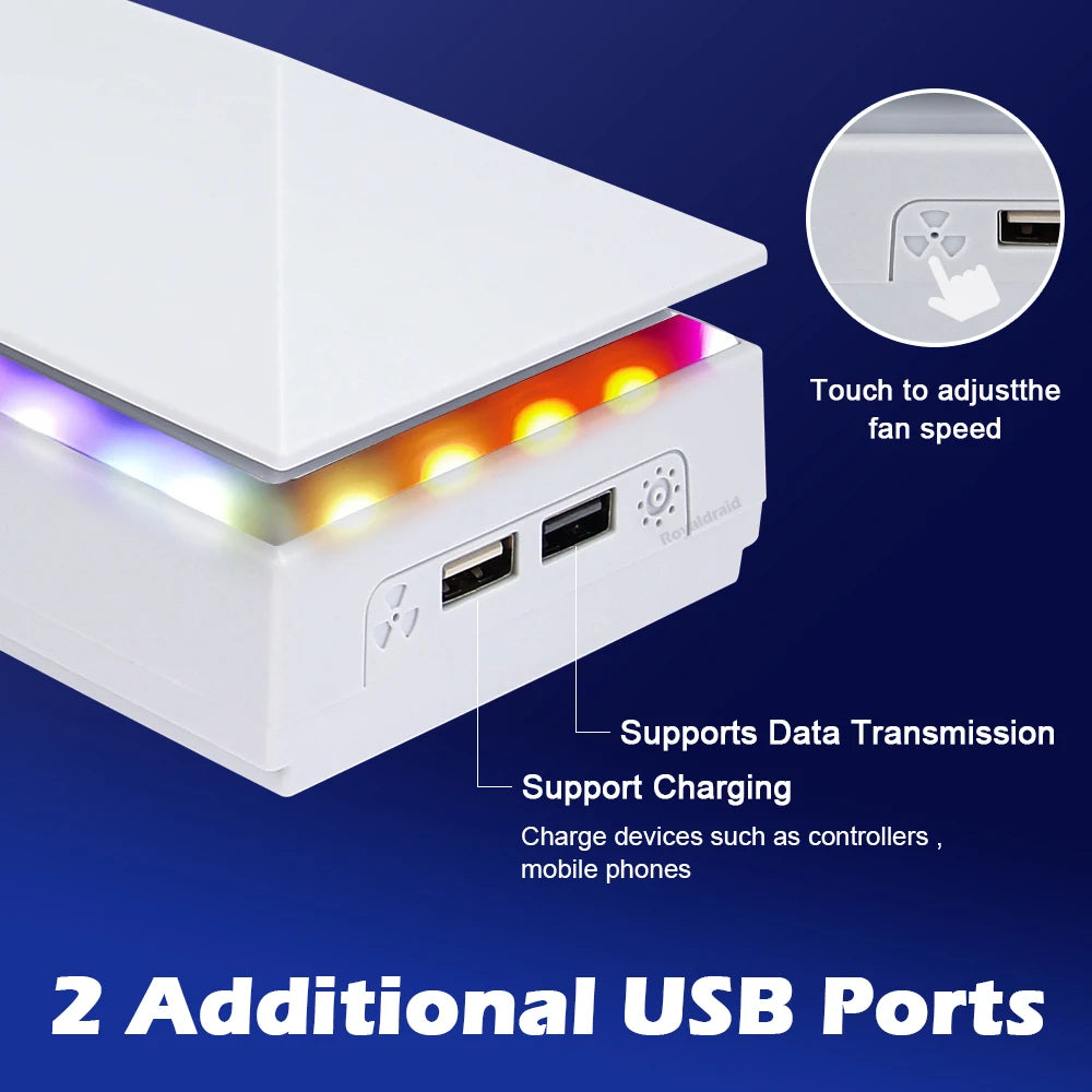 PS5 Cooling Stand with RGB Lighting and Dust Cover