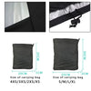 Various sizes of heavy-duty waterproof BBQ grill covers shown with close-ups and dimensions.