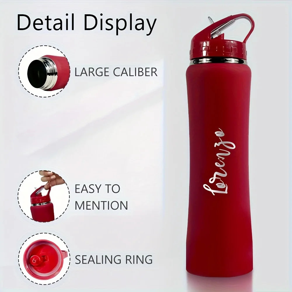 Personalized Engraved Stainless Steel Water Bottle with Straw