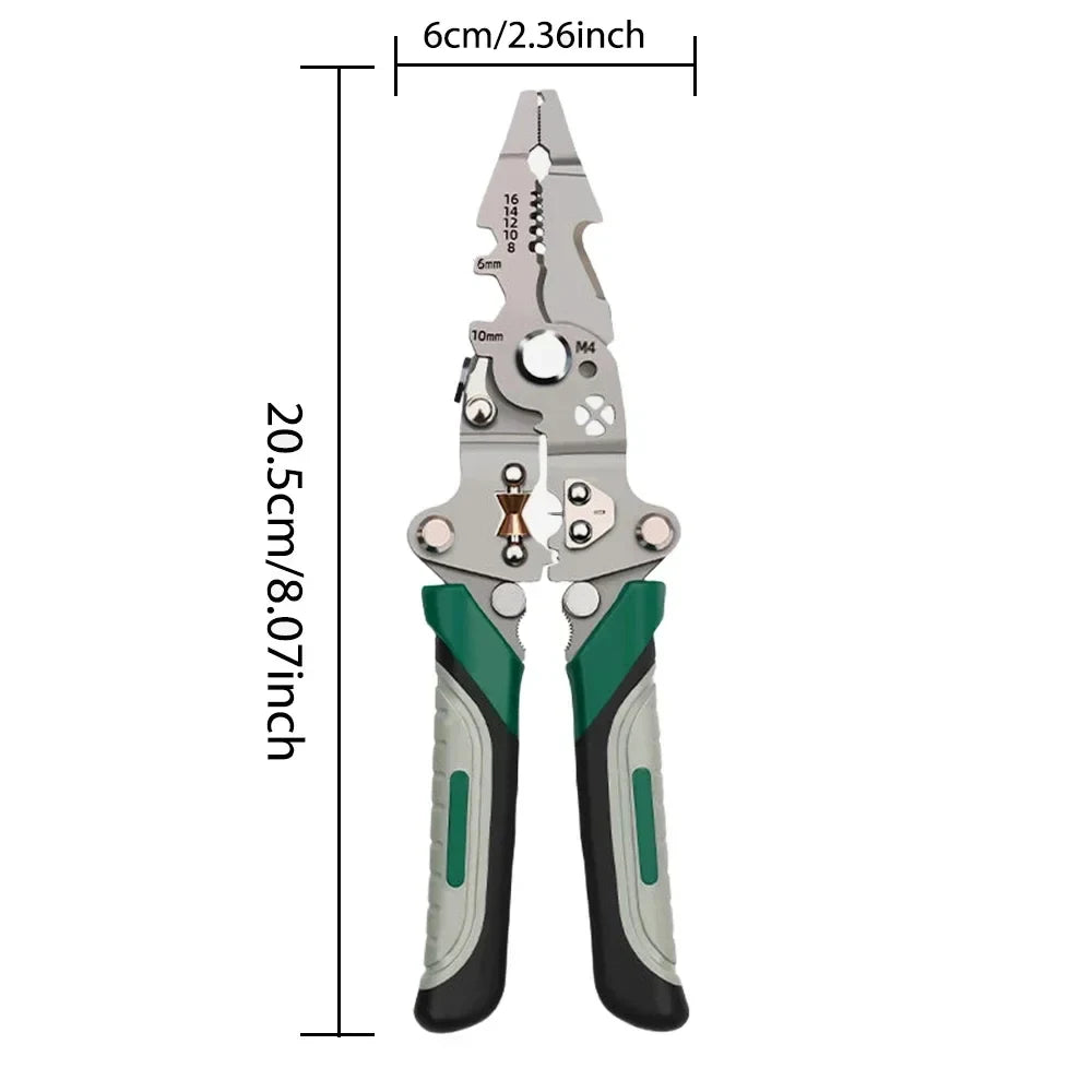 Folding Multifunctional Wire Stripper Pliers with Crimping Tool