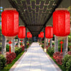 Classic Red Chinese New Year Lantern with Antiqued Finish