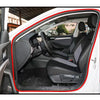 Interior view of a white car door showing a black rubber seal strip for noise and dust insulation.