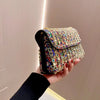 Crystal-Embellished Evening Clutch Bag with Chain Strap