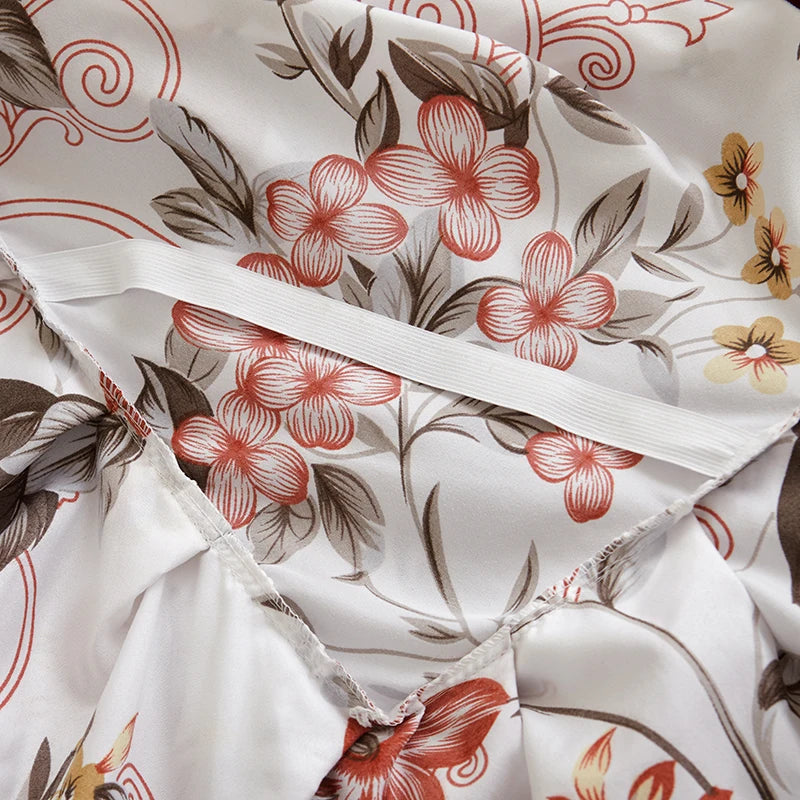 Floral Bed Skirt with Matching Pillowcases Set
