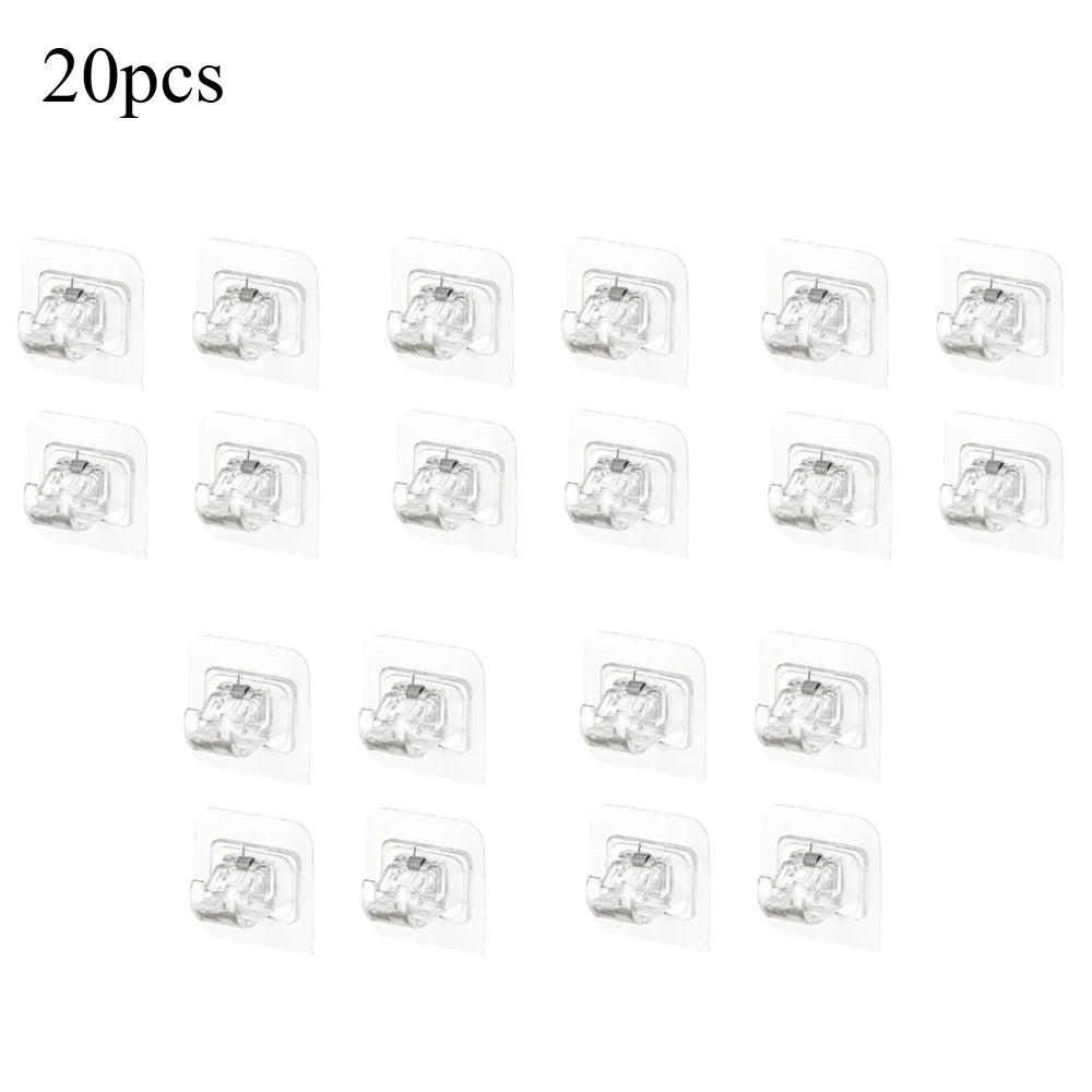 Self-Adhesive Curtain Rod Clamp Hooks – Punch-Free Wall Hanging Holders