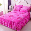 Elegant Elastic Fitted Bed Sheet Set with Lace Skirt and Pillowcases