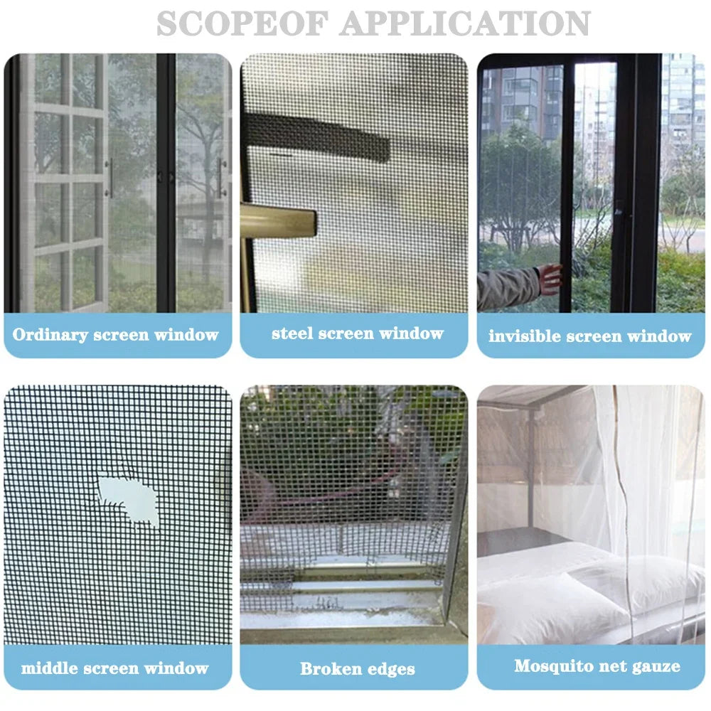 Vergleich verschiedener Fenstergitter: normal, stahl, unsichtbar, mittlere Maschen, gebrochene Kanten und Moskitonetz-Gaze