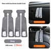 Grey ABS double hook set for car seat back use with a suede finish
