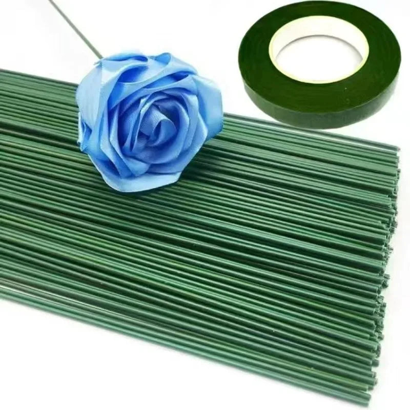Bendable Iron Wire Flower Stems with Floral Tape