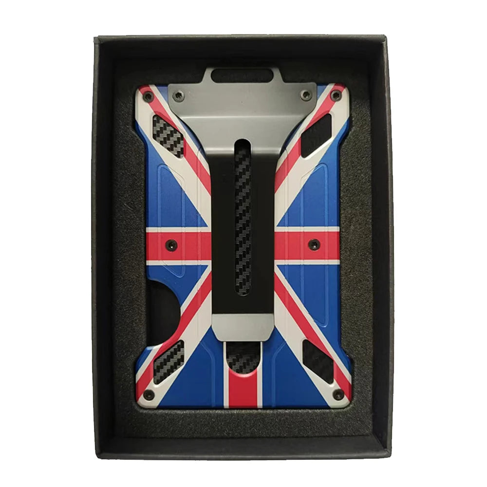 Slim Aluminum RFID Blocking Wallet with ID Window and Money Clip