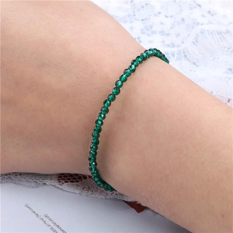 Natural Stone Bead Bracelet with Adjustable Lace-Up Closure