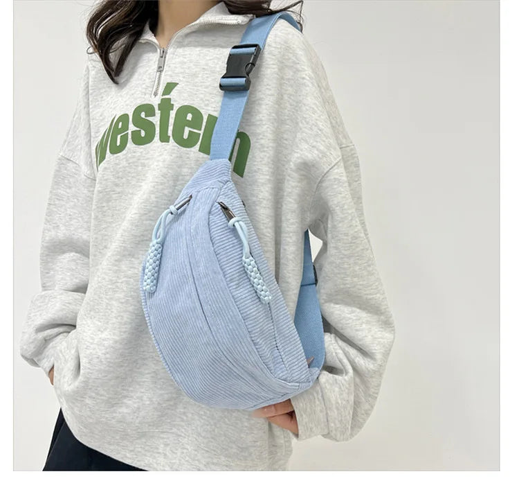 Corduroy Waist Pack for Women – Versatile Crossbody & Shoulder Bag