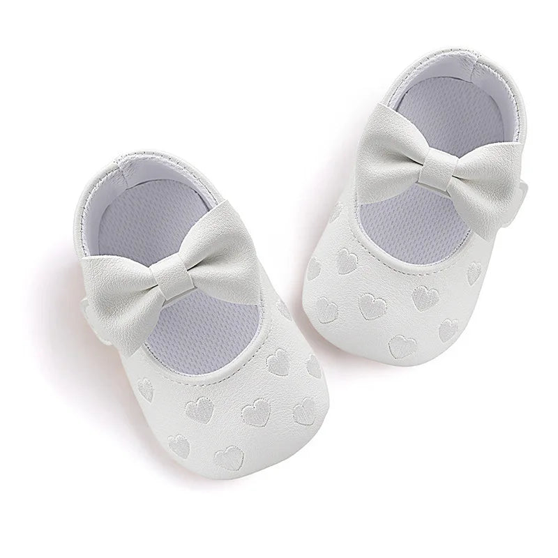 Classic Bow Baby Girl First Walker Shoes with Anti-Slip Sole