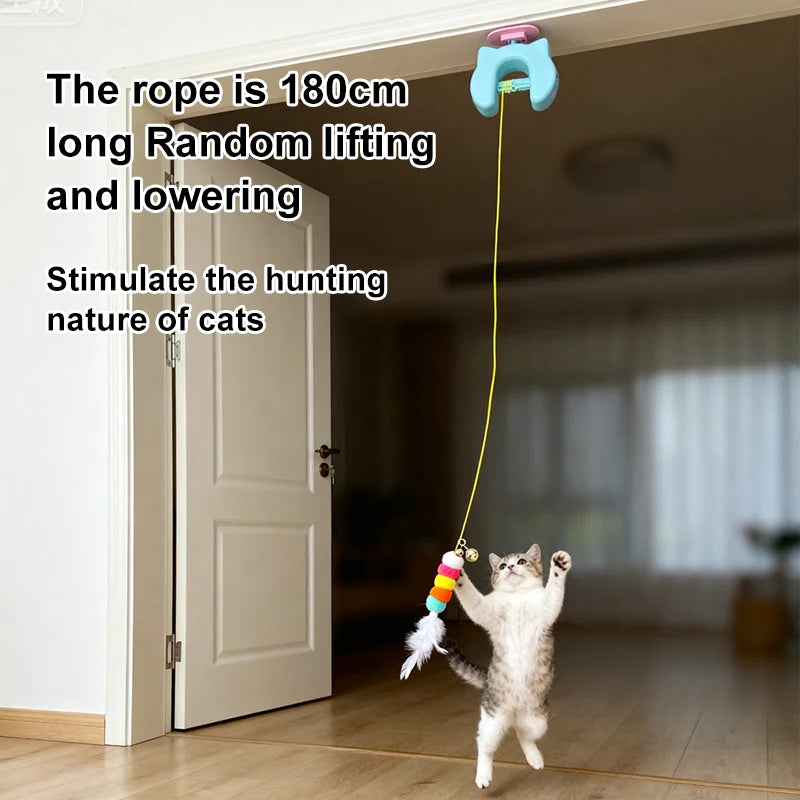 Juguete Colgante Automático para Gatos con Plumas y Cuerdas