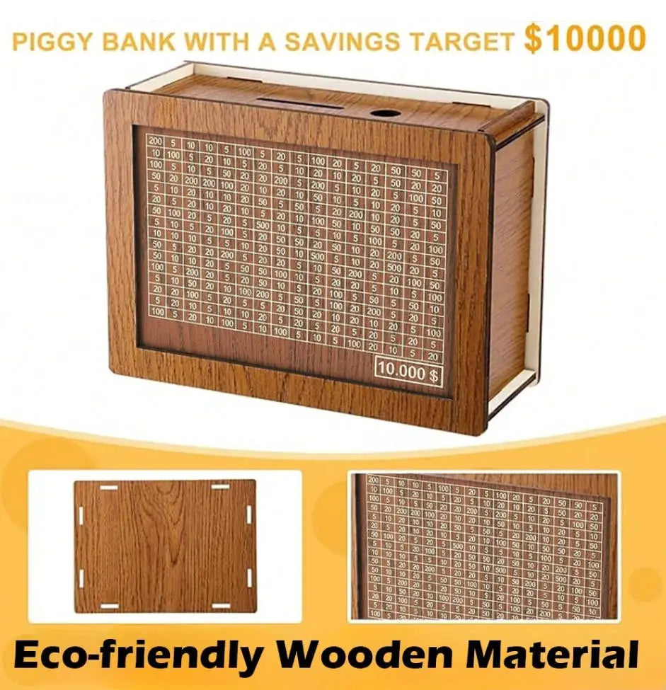 Wooden Savings Challenge Money Box