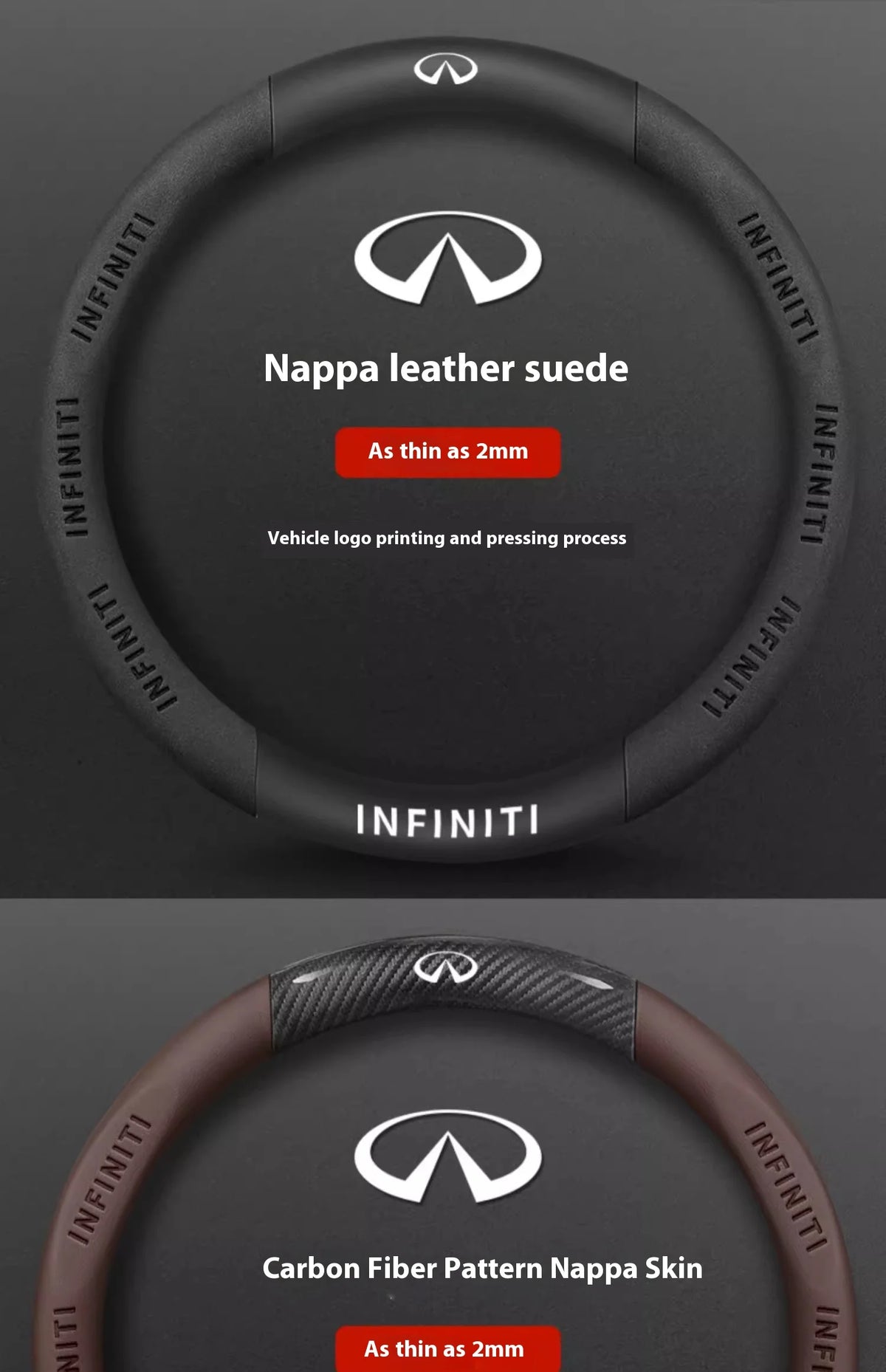 Carbon Fiber Leather Steering Wheel Cover for Infiniti Models
