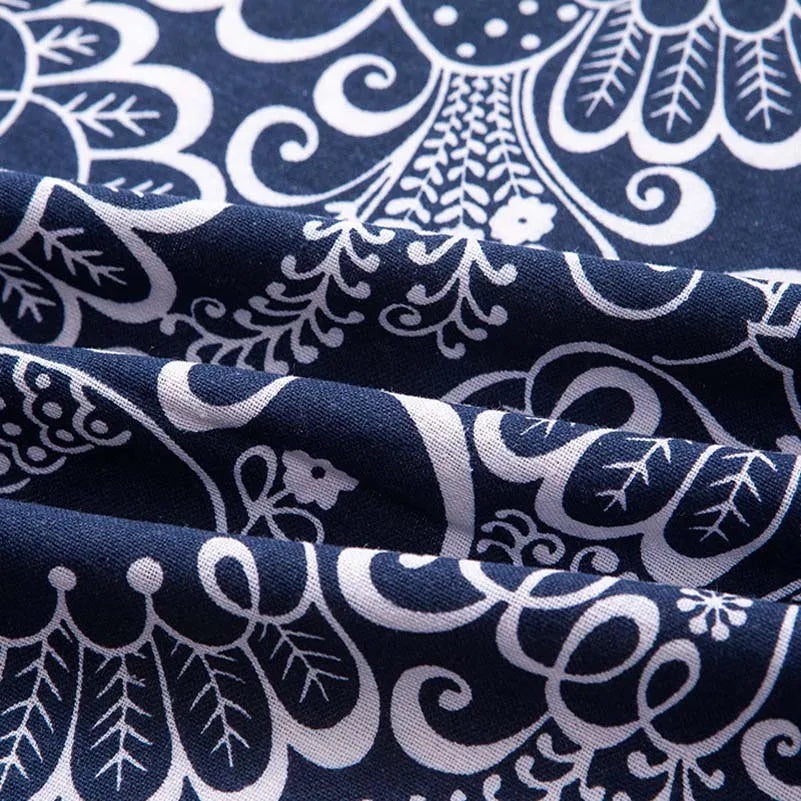 Bohemian Cotton Linen Fabric with Vintage Ethnic Print