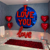 Heart-Shaped 'I Love You' Foil Balloon with Red Petals