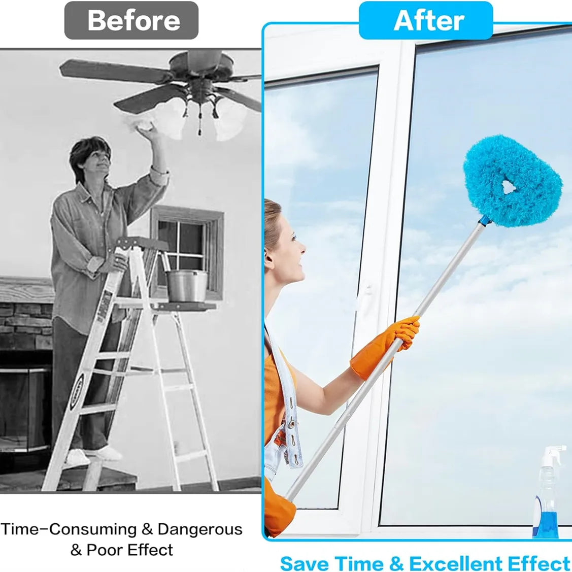 Ceiling Fan Cleaner with Extendable Pole and Microfiber Head