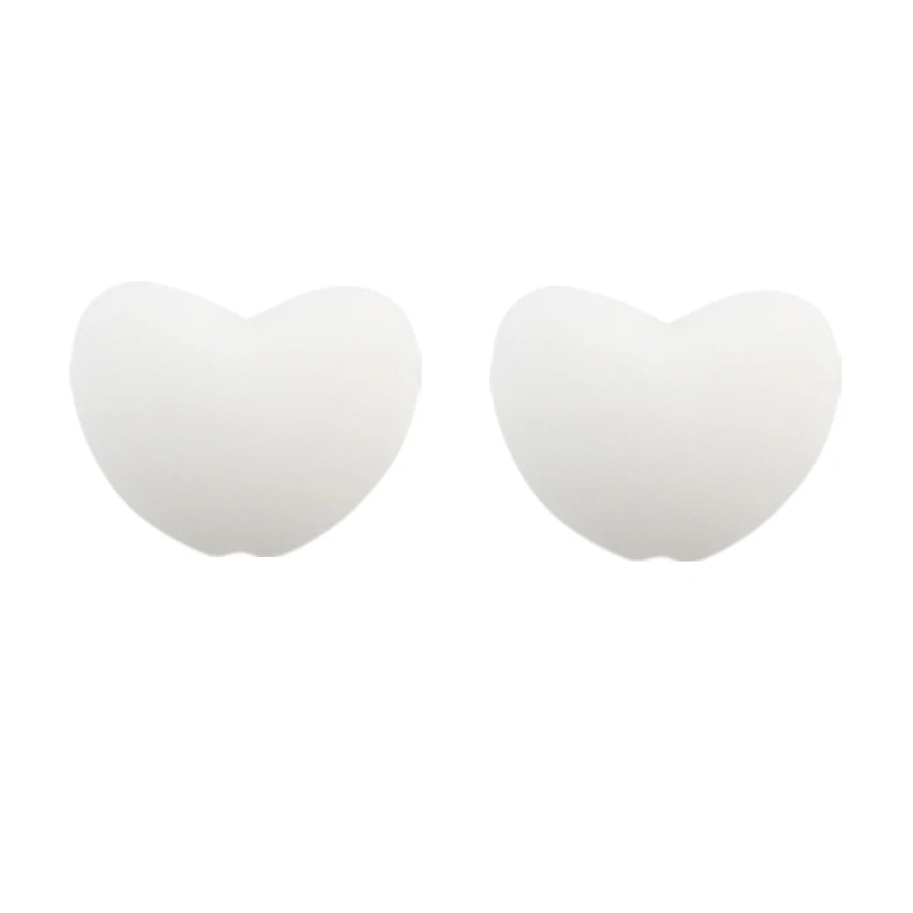 A set of ten white silicone heart beads for DIY jewelry making