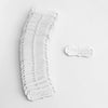 A stack of white PU leather sewing labels with 'Hand made with love' text for handmade crafts.