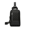 Men's Waterproof PU Leather Crossbody Bag with Geometric Pattern