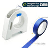 White professional masking tape applicator tool with a blue roll of 25mm painter's tape.